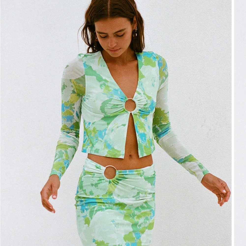 SABO Green and Blue Ring Detail Two-Piece set